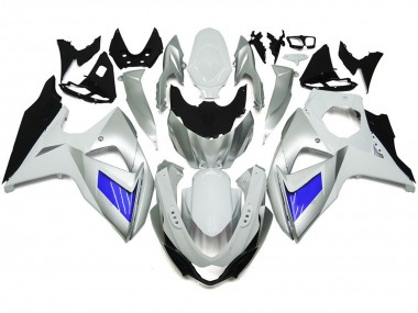 2009-2016 Custom Silver and White with Black GSXR 1000 Fairings