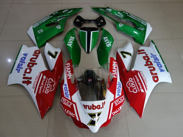 2011-2014 Gloss White / Red / Green Ducati 1199 Fairings