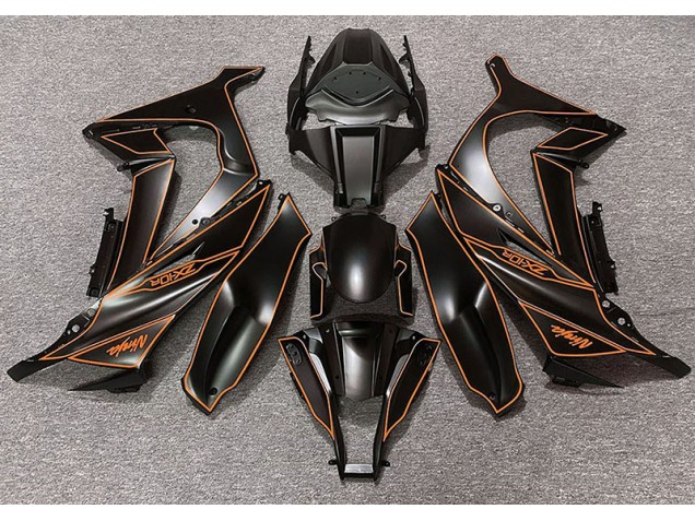 2011-2015 Matte Black & Orange Lining ZX10R Fairings 2011-2015 Matte Black & Orange Lining ZX10R Fairings