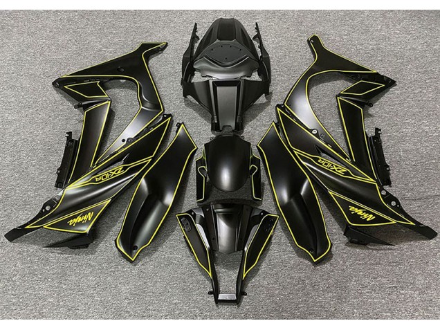2011-2015 Matte Black & Yellow Lining ZX10R Fairings 2011-2015 Matte Black & Yellow Lining ZX10R Fairings