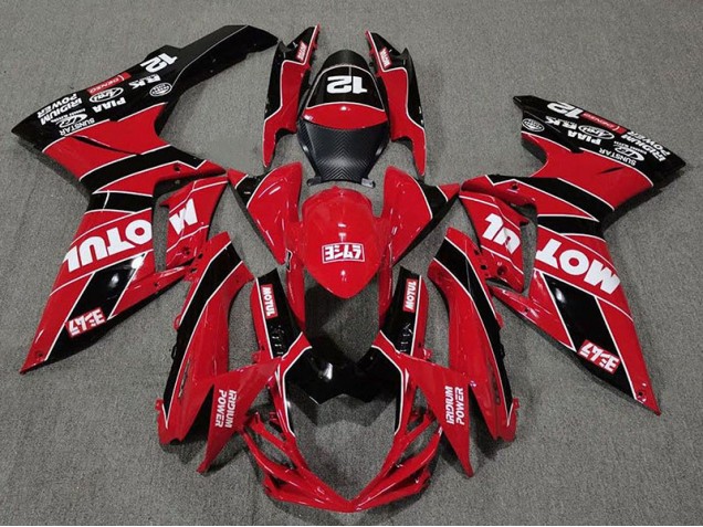 2011-2024 Gloss Red and Black Motul GSXR 600-750 Fairings 2011-2024 Gloss Red and Black Motul GSXR 600-750 Fairings