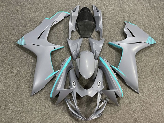 2011-2024 Matte Nardo Grey & Teal Accents GSXR 600-750 Fairings