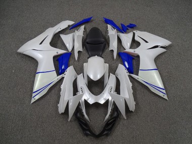 2011-2024 Pearl White and Dark Blue GSXR 600-750 Fairings