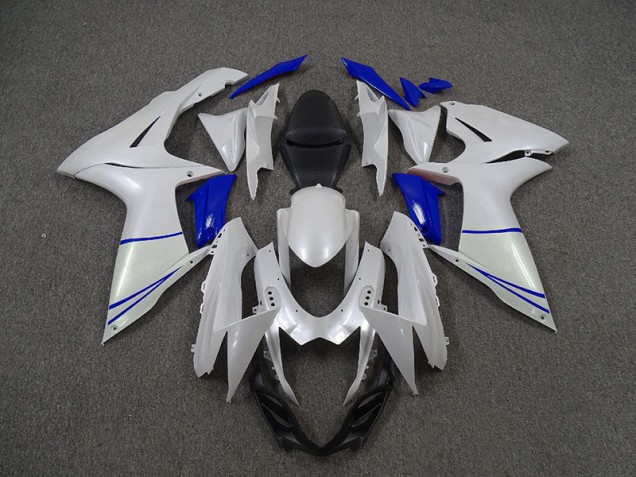 2011-2024 Pearl White and Dark Blue GSXR 600-750 Fairings 2011-2024 Pearl White and Dark Blue GSXR 600-750 Fairings