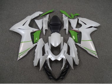 2011-2024 Pearl White and Green GSXR 600-750 Fairings