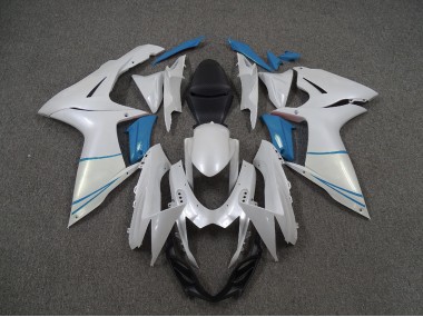 2011-2024 Pearl White and Light Blue GSXR 600-750 Fairings