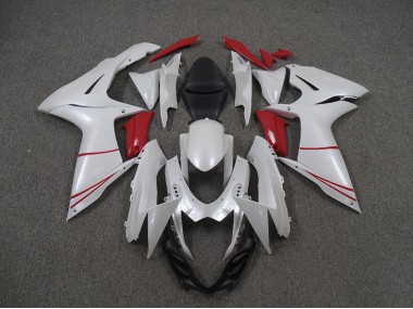2011-2024 Pearl White and Red GSXR 600-750 Fairings