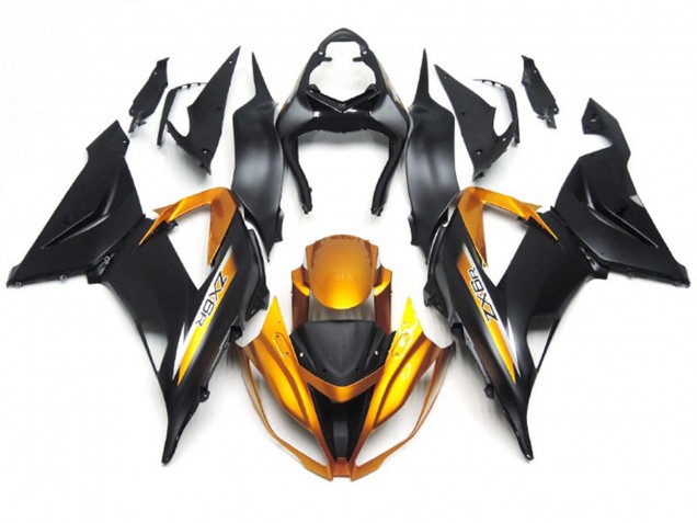 2013-2018 Matte Black and Gold ZX6R Fairings 2013-2018 Matte Black and Gold ZX6R Fairings