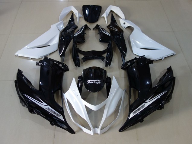 2013-2018 Pearl White and Black ZX6R Fairings 2013-2018 Pearl White and Black ZX6R Fairings