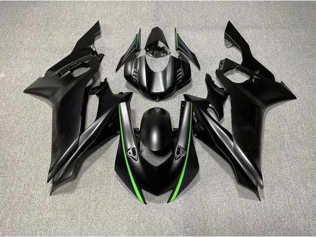 2017-2021 Matte Black & Green Accents R6 Fairings